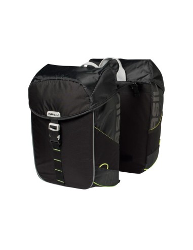 BASIL TAS DUBBEL MILES 37 LITER ZWART/LIME