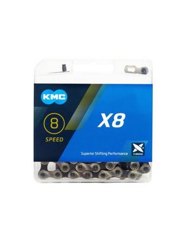 KMC KETTING X8 8v ½-3/32 114L zilver/grijs