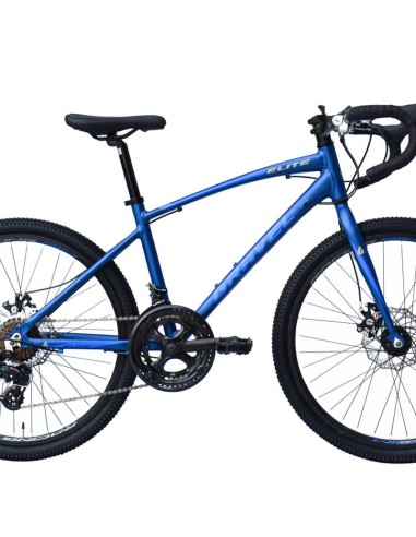 ELITE GRAVELBIKE KINDER 24 BLAUW (UITVERKOCHT TOT 30/06-TERUG BESTELBAAR VANAF 15/05)